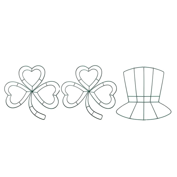 Worgeous 3pcs Metal Wreath Frame Shamrock Door Wreath Green Irish Hat Wreath Form St Patricks Day Garland Ornaments for Home Party Door Decoration