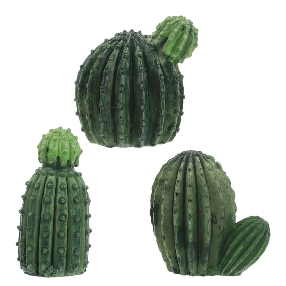 Set of 3 Mini Faux Cactus Plants for Home Decoration, Realistic Resin Accents for Indoor Office Desk or Shelf