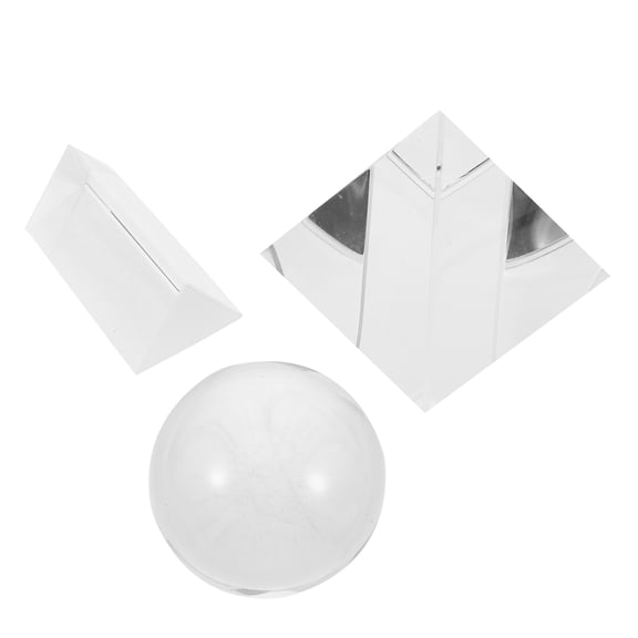 3pcs Optical Triangular Prism Crystal Cube and Ball Crystal Pyramid for Photography Home Office Decoration