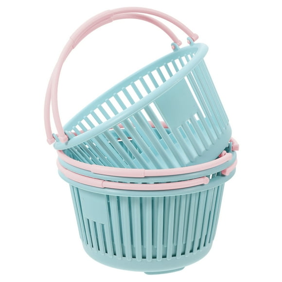 Worgeous 3pcs Plastic Fruit Baskets Strawberry Baskets For Boys And Girls Small Shopping Handle Farmers Market Decor