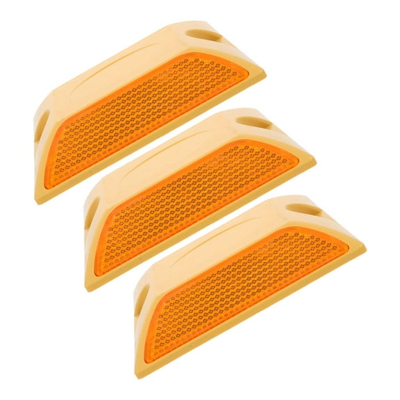 Worgeous 3pcs Reflective Plastic Road Studs Dual-Sided Raised Markers for Highway Safety Easy to Install Enhances Night Visibility for Driveway and Sidewalk Use