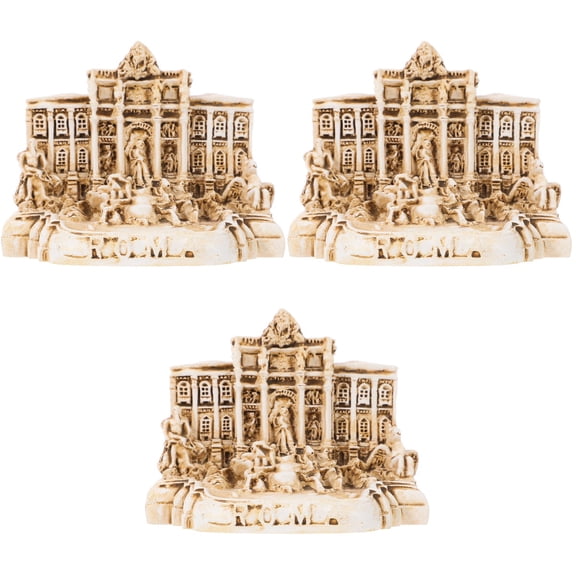 ADDHAT Resin Trevi Fountain Church Figurine Multi-Color Decor for DIY Use 3Pcs