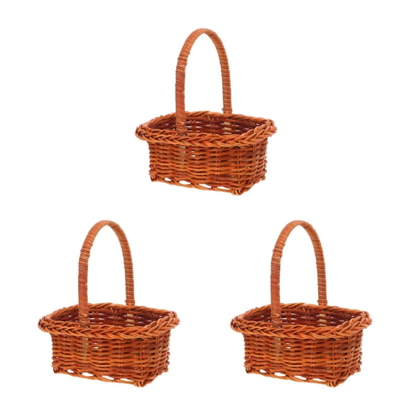 Worgeous 3pcs Small Wicker Basket With Handle For Garden Harvest And Picnic Mini Woven Basket For Storage Ideal For Vintage Rustic Decoration