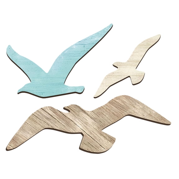 Worgeous 3-Piece Farmhouse Wooden Wall Sculptures Set Nautical Beach Theme Wall Art Decor for Home Office Living Room