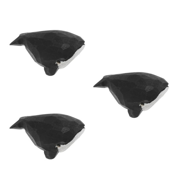 Worgeous 3pcs Wood Carved Whale Statue Nautical Coastal Accent Whale Figurine for Office and Home Decor Living Room and Bedroom Decoration