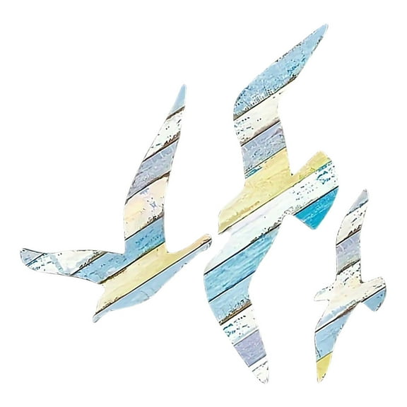 Worgeous 3pcs Wood Seagull Wall Decor Wooden Beach Wall Decor Coastal Theme Wall Art Seagull Wall Sculpture Sea Birds Wall Hanging for Living Room Bedroom Dining Room