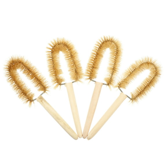 COSMOBETTY 4Pcs Scientific Cleaning Brush Wood for Beaker Bottle Cup Effective Cleaning 8.7x2.8x1.2in
