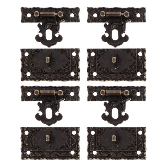 Worgeous 4 Pcs Antique Drawer Hasps Sturdy Chest Latches Jewelry Box Locks (Bronze, )
