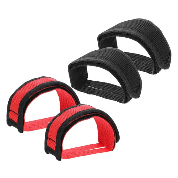 RENACLIPY 4Pcs Wide Comfortable Bike Toe Straps for Exercise and Training Bikes, Adjustable Pedal Straps for Cycling