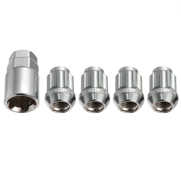 Worgeous  4 Pcs Car Parts Wheel Locks Replacement Lug Nut Cars Silver
