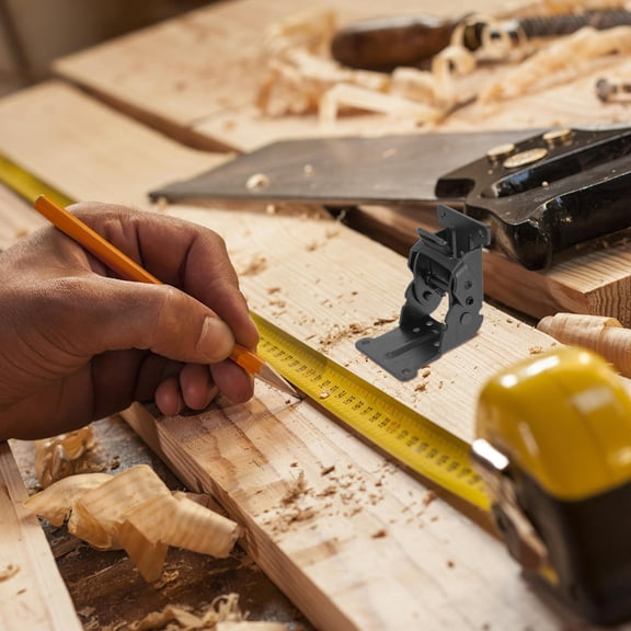 Worgeous  4 Pcs Folding Hinge 180 Table Foldable Support Hinges Black