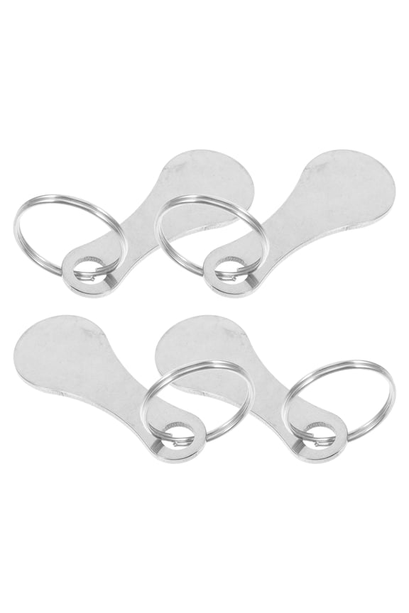 Supermarket Trips Trolley Token Silver 4Pcs 3.0x0.9x0.1In