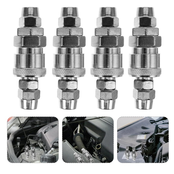 Worgeous  4 Pcs Quick Connector Pneumatic Self Locking Coupling Compressor Equipment Silver