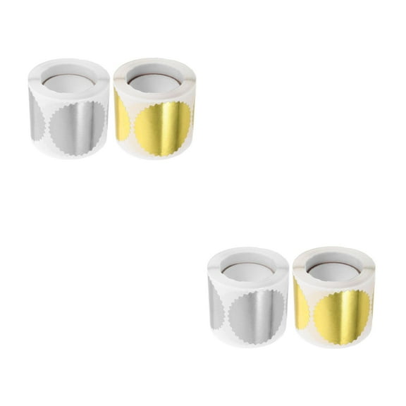 Worgeous 4 Rolls Embosser Labels For Envelopes Silver Golden Seal Of Excellence Stickers Notary Seal Silvery Metallic Seals Embossed Gold Foil Stickers For Wedding Invitations And Certificates