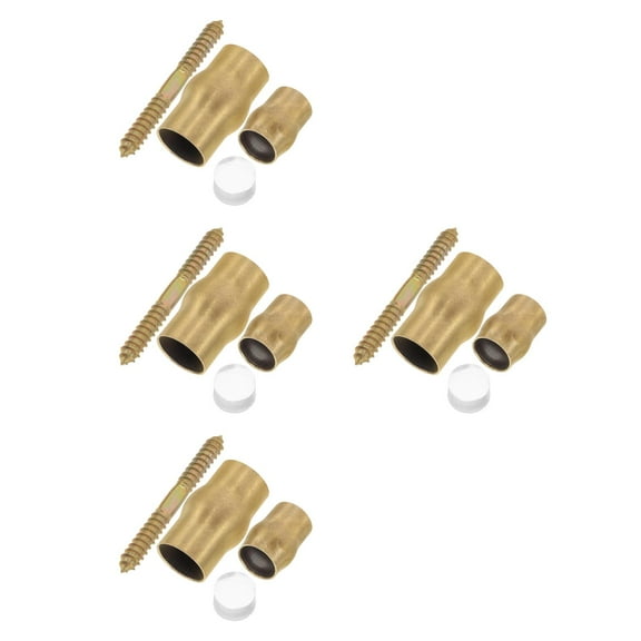 Worgeous 4 Sets Cane Walking Stick Hardware Kit Copper Ordinary Elderly Cane Joint Set With Brass Ferrule For Seniors' Walking Stick Assembly Anti-Slip Protection