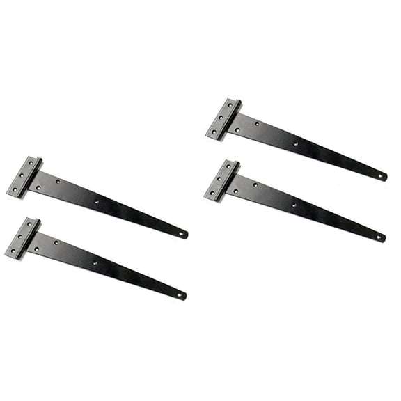 Worgeous 4 pcs 12Inch Light Duty Strap Tee Hinge T-hinge T-shaped Hinges Triangle Hinges Slotted Bearing Doors (Black)