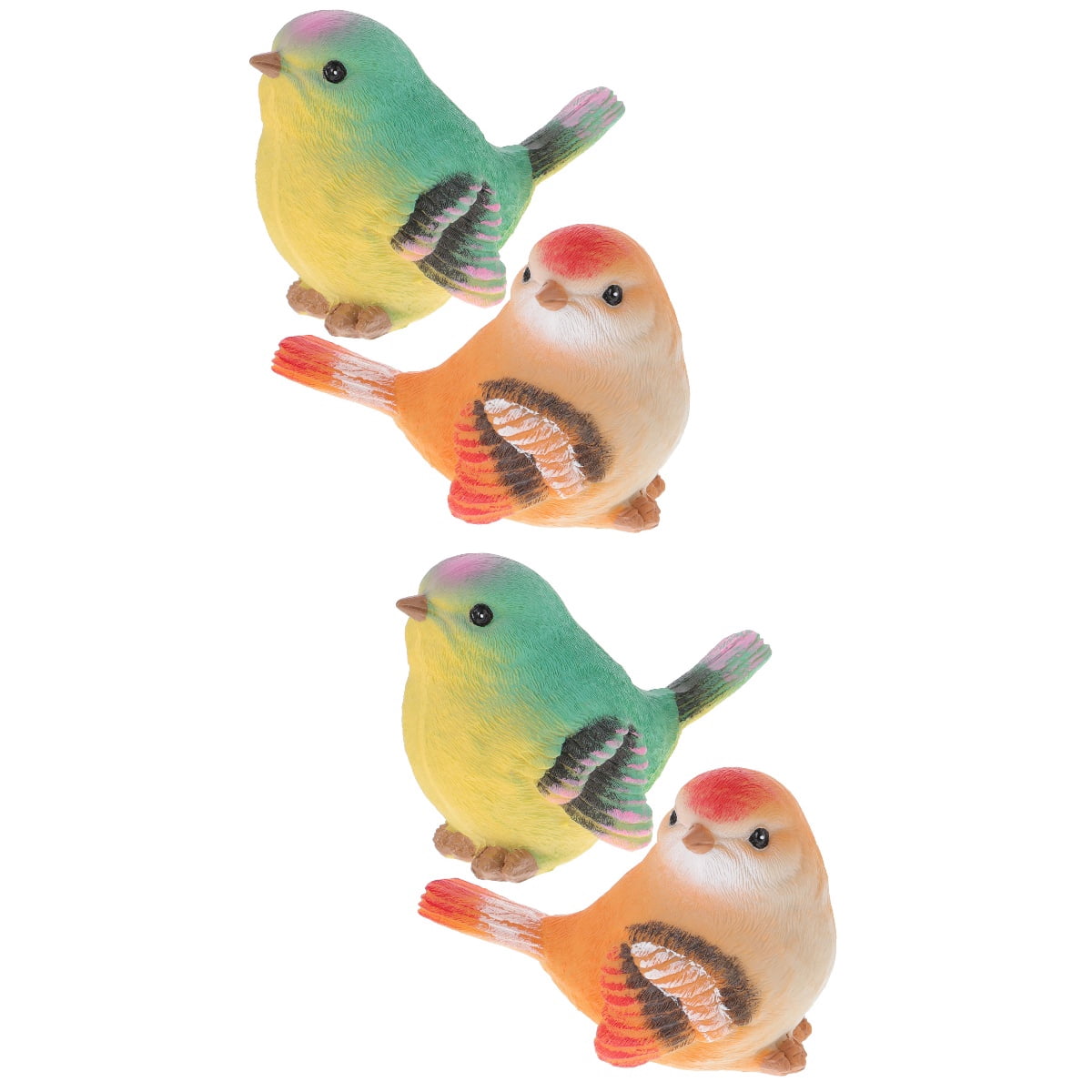 Worgeous 4 pcs Artificial Fake Birds Realistic Resin Small Birds Garden ...