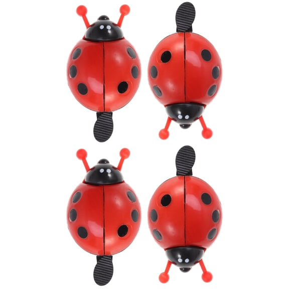 Worgeous 4 pcs Bike Ladybug Bells Cycling Handlebar Ring Sound Horn Bell Alarm Lovely Horn Beetle Cylcling Bell(Red)