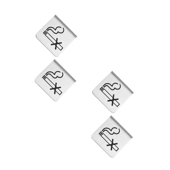 Worgeous 4 pcs Double-Sided No Smoking Table Tent Signs Stainless Steel Non-Smoking Desk Logo Indicator Tabletop Reserved Sign Table Warning Sign For Restaurant Offices Malls Cafes
