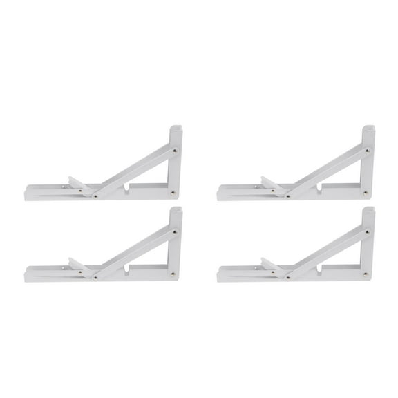 Worgeous 4 pcs Folding Shelf Bracket Triangle Shelves Support Bracket Stainless Steel Wall Mount Shelves Rack for Home Office 10 Inch