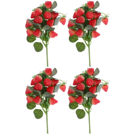 Worgeous 4 pcs  Artificial Strawberry Decorative Strawberry Bouquet Flower Arrangement Decor