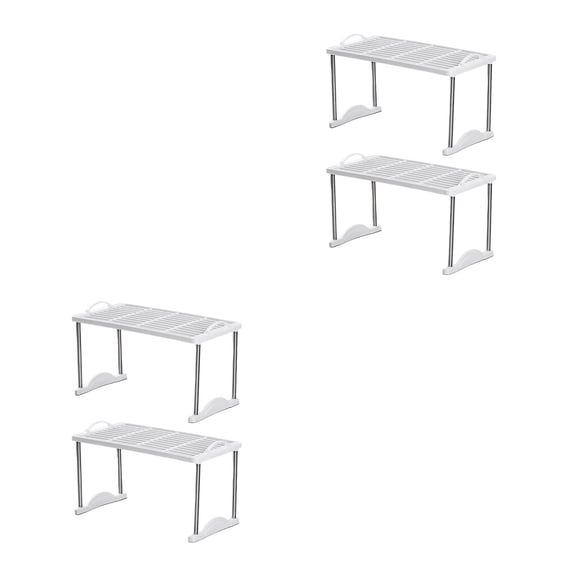 Worgeous 4 pcs Stackable Storage Stand Bathroom Floor Shelf Kitchen Organizing Rack(White)