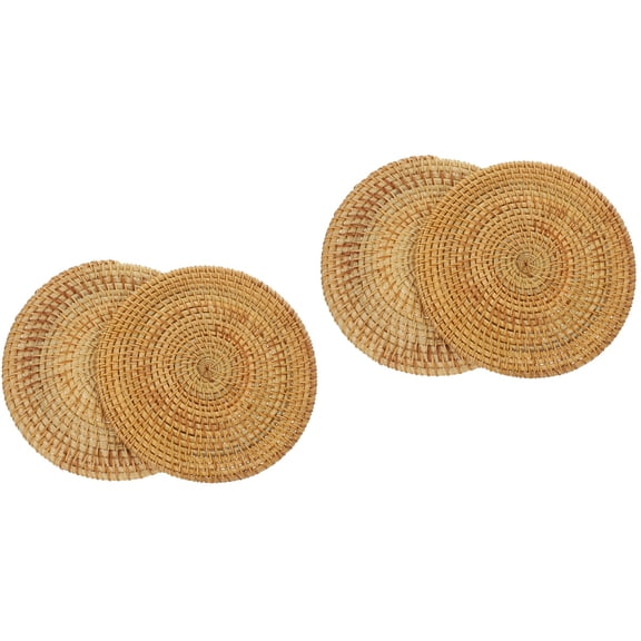 Worgeous 4-Piece Round Woven Placemats Set Table Mats for Teapot Tea Cups Dining Decor