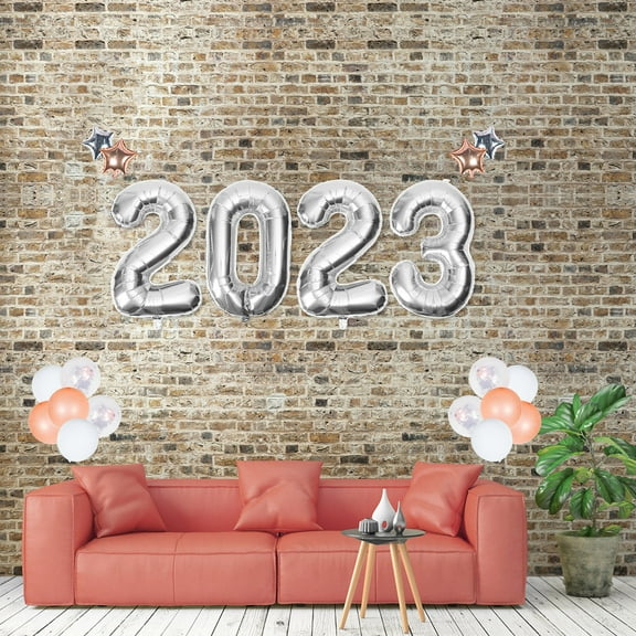 Worgeous 40 Inch Number Balloon 1 Set Silver New Year Friends