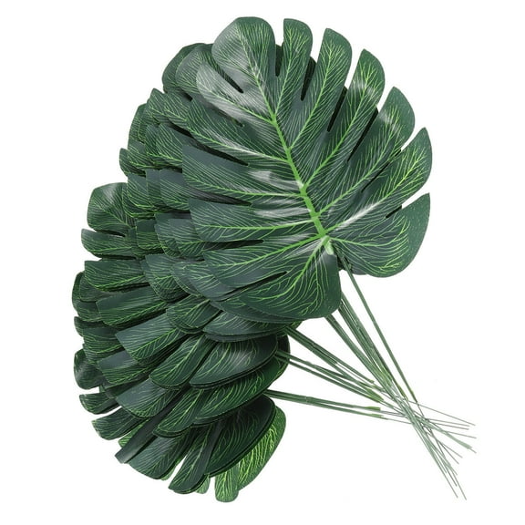 Worgeous 40 Pcs Small Size Green Simulation Flowers Artificial Plants Fake Monstera Leaves Home Decoration