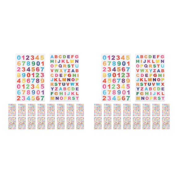 Worgeous 40 Sheets Shiny Glitter Alphabet Stickers Self-Adhesive Letter and Number Decals for Greeting Cards for Decorative Alphabet Craft Projects