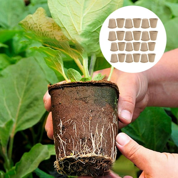 FONDOTIN 40Pcs Paper Planting Pots Khaki Biodegradable for Germination and Transplanting