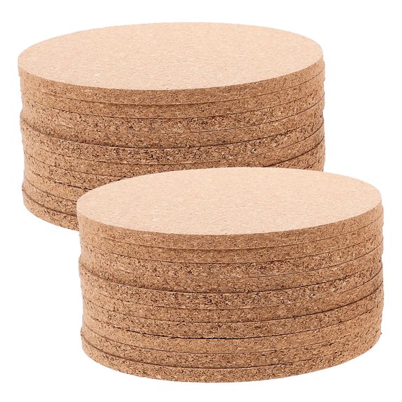 WHAMVOX Corkboard Coasters for Kitchen Beige Round Drink Coasters Set of 40 Pieces