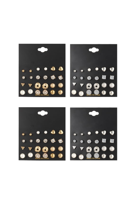 48 Pairs of Triangle Earrings Set Chic Ear Accessory for Piercing Earrings (Golden and Silver)