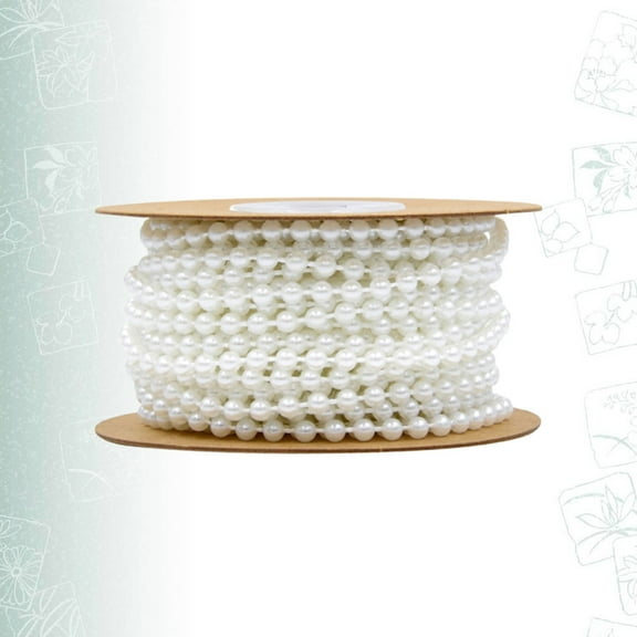 Worgeous 4MM Round String Beads Chain Garland Fixed Plastic Simulation Pearls String Bead Pendant for Wedding Jewelry Accessories Bracelet Decoration (White, 10M/Roll)