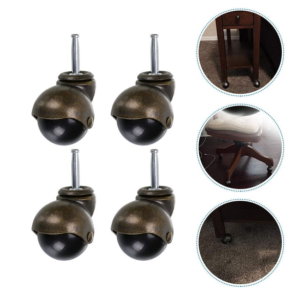 Worgeous 4PCS Furniture Wheels Office Chair Caster Wheels PP Round Easy Direction Change