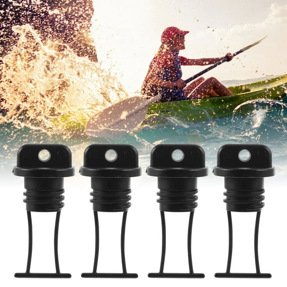 Worgeous 4Pcs Black Rubber Gasket Kayak Scupper Plugs for Sealing