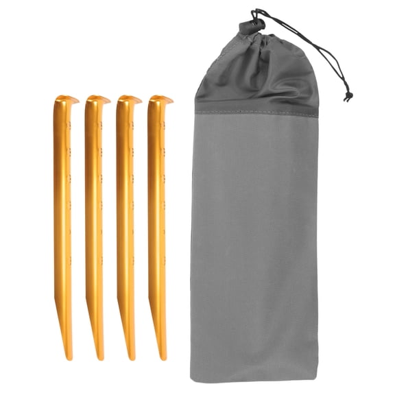 Worgeous 4Pcs Golden Metal Ground Stakes for Wind Resistance and Gardening Tools 12.2x1.4x0.04in