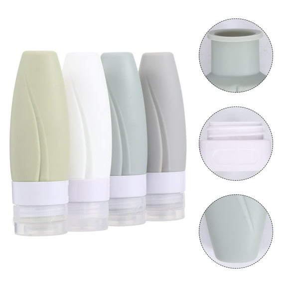 Worgeous 4Pcs Liquid Containers For Traveling Silicone Bottles Leakproof 12x3.5in