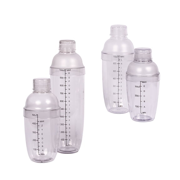 Worgeous 4Pcs Plastic Shaker for Cocktails Sealed Leak-proof with Scale for Drink Enthusiasts PC