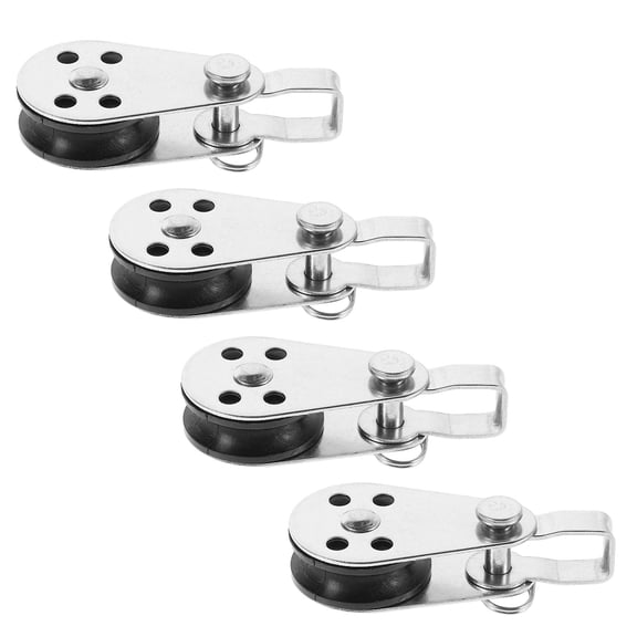 Worgeous 4Pcs Stainless Steel Nylon Marine Pulley Blocks Set Heavy Duty Single Pulley Bearing Block Rope Runner Kit for Kayak Sailing and Outdoor Adventure Gear