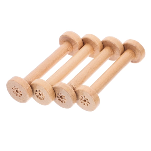Worgeous 4Pcs Unfinished Wood Spools for DIY Sewing Large Wooden Empty Spools Wooden Thread Spools Brown Wood Thread Bobbins