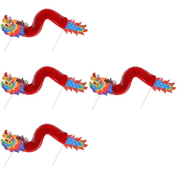 Worgeous 4pcs Chinese Spring Festival Dragon Decoration New Year DIY 3D Dragon Photoing Prop