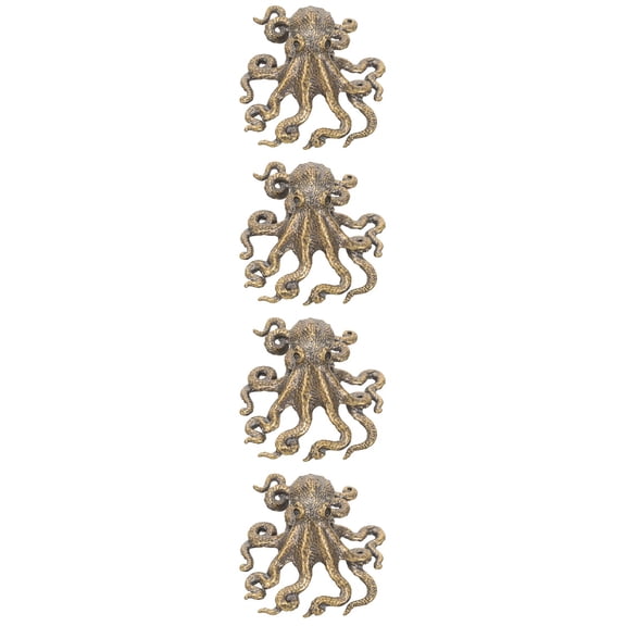 Worgeous 4pcs Copper Octopus Figurine Small Octopus Craft Tabletop Octopus Decoration Office Desk Octopus Decor