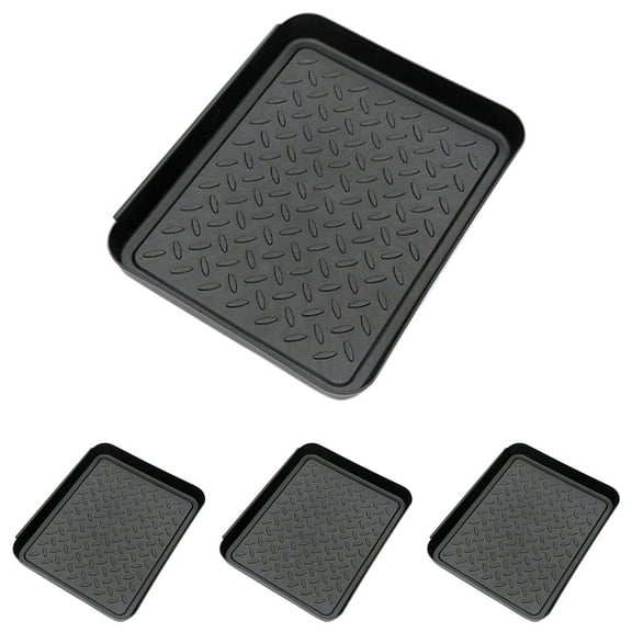 Worgeous 4pcs Decorative Boot Tray For Entryway Shoe Mat Plastic Tray Shoe Tray For Shoes Boots Plants And Pet Bowls Indoor And Outdoor Use Black