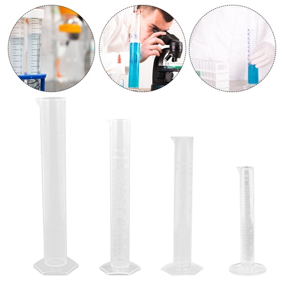 Worgeous 4pcs Hexagonal Base Plastic Measuring Test Tubes Measuring Cylinder for Labs