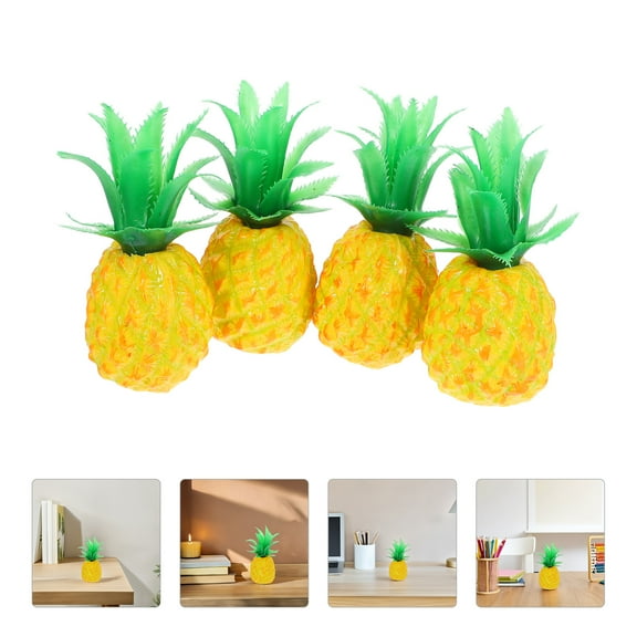 Worgeous 4pcs Mini Fake Pineapple Models Realistic Artificial Fruit Fake Pineapple Photography Props Holiday Displays For Home Bakery