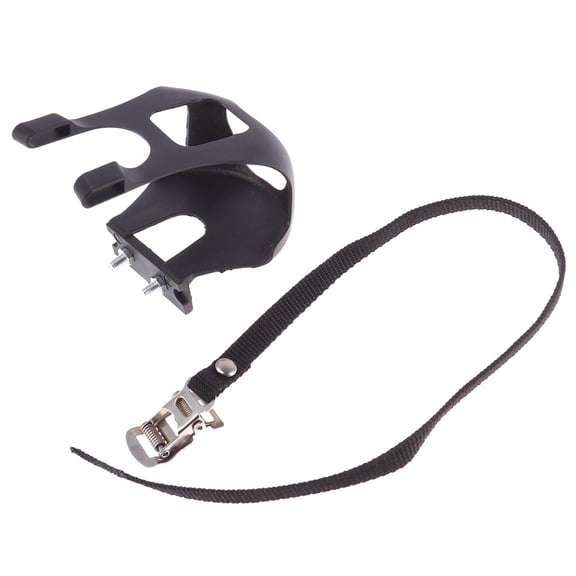 Worgeous 4pcs Plastic Toe Clips for Cycling Road and Mountain with Fixed Straps Anti slip Design (Black)