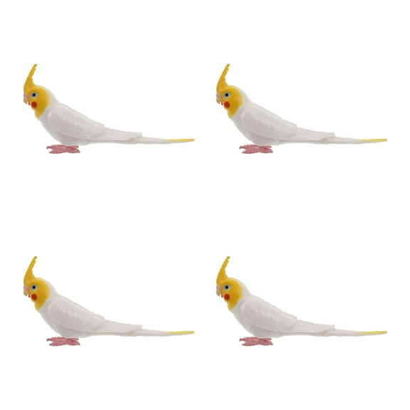 Worgeous 4pcs Simulation Cockatiel Parrot Model Realistic Bird Figurine Artificial Parrot Toy Realistic Parrot Models Artificial Mini Garden Bird Statue Garden Decoration