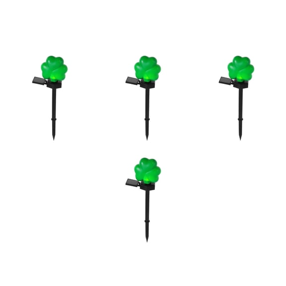 WORGEOUS 4pcs St Patricks Day Garden Decorations Solar Lights Outdoor Shamrock Yard Light for St Patrick's Day Outdoor Decor Green Shamrock Lights for Lawn Pathway