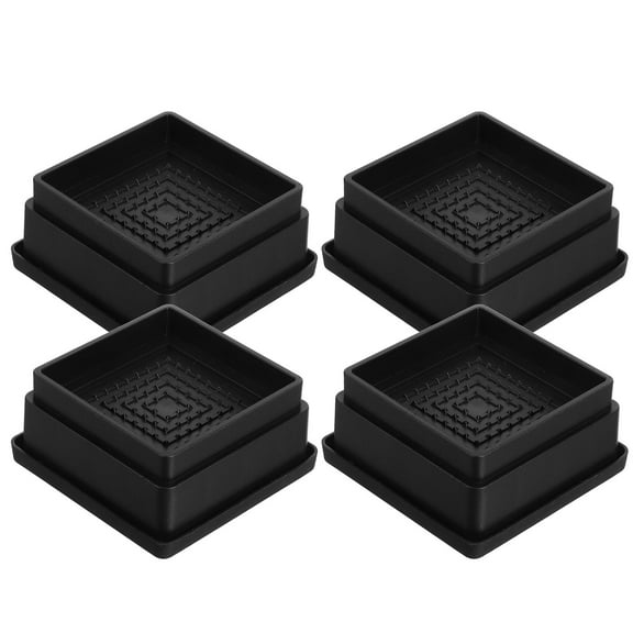 Black Stackable Rubber Furniture Risers with Non-Slip Bottom for Home Use Set of 4